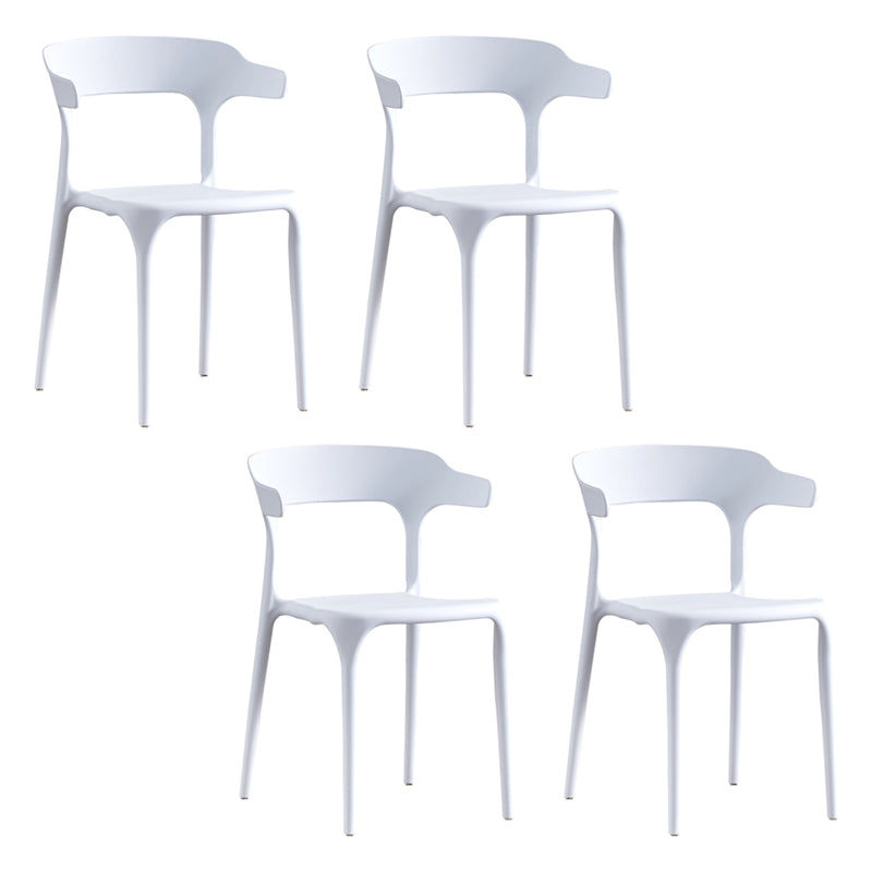 Home Modern Side Chair Stackable Open Back Plastic Dining Room Chair Set White 4 Piece Set Clearhalo ' kitchen&dining_furn' 'Dining Chairs' 'Dining Tables & Seating' 'dining_chair' 'furn' 'furn_dining_chair' 'Furniture' 'furniture_dining_chair' 'Kitchen & Dining Furniture' 'kitchen' 3724470