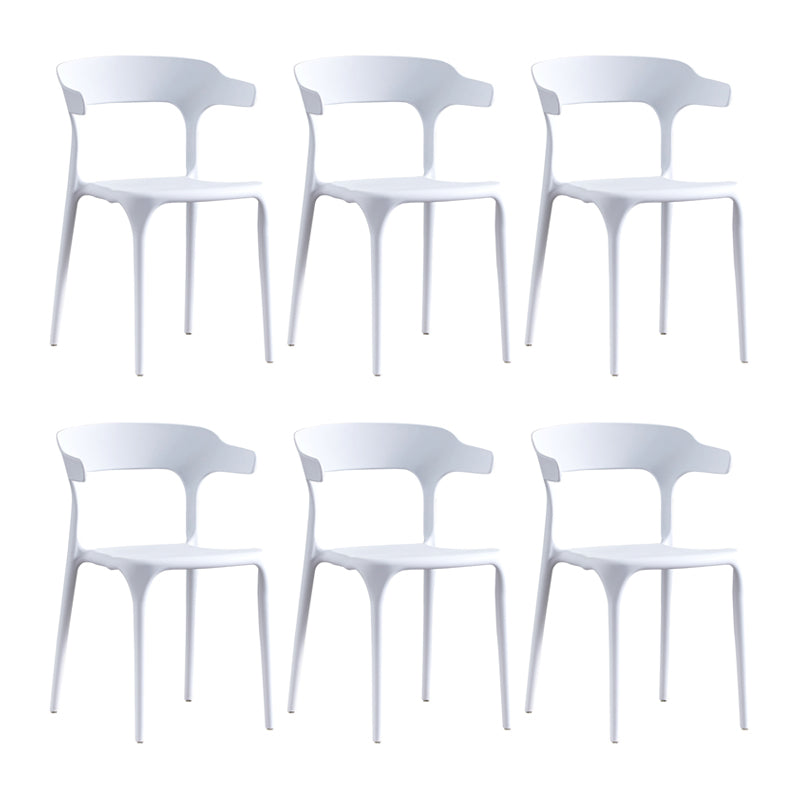 Home Modern Side Chair Stackable Open Back Plastic Dining Room Chair Set White 6 Piece Set Clearhalo ' kitchen&dining_furn' 'Dining Chairs' 'Dining Tables & Seating' 'dining_chair' 'furn' 'furn_dining_chair' 'Furniture' 'furniture_dining_chair' 'Kitchen & Dining Furniture' 'kitchen' 3724471