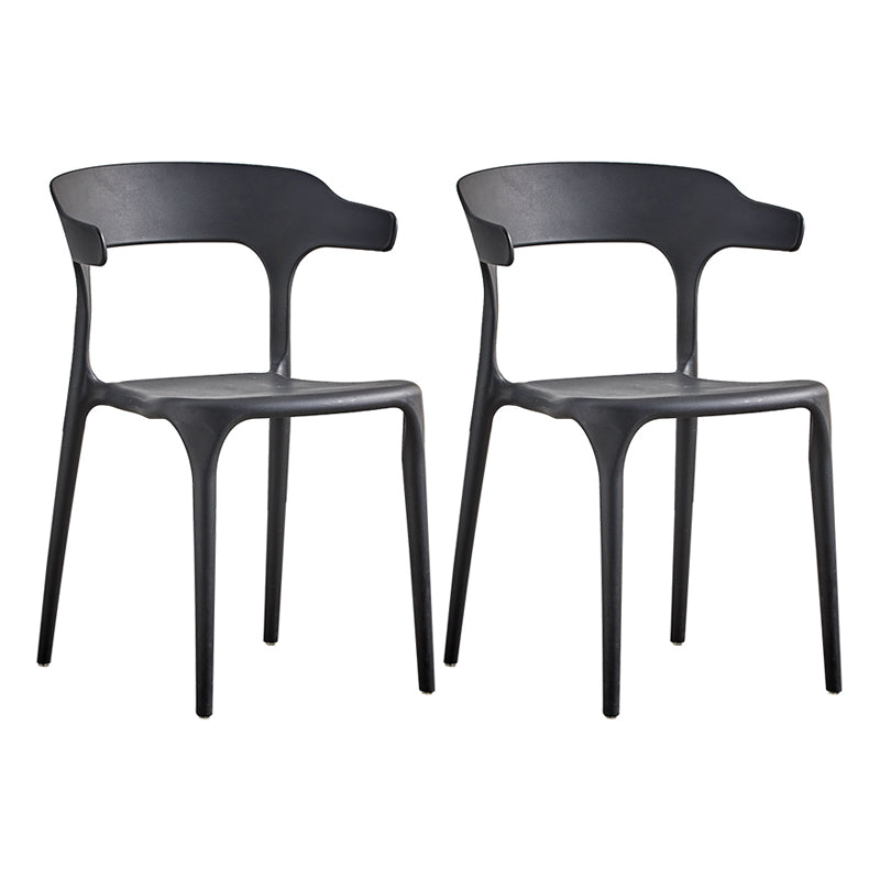 Home Modern Side Chair Stackable Open Back Plastic Dining Room Chair Set Black 2 Piece Set Clearhalo ' kitchen&dining_furn' 'Dining Chairs' 'Dining Tables & Seating' 'dining_chair' 'furn' 'furn_dining_chair' 'Furniture' 'furniture_dining_chair' 'Kitchen & Dining Furniture' 'kitchen' 3724472