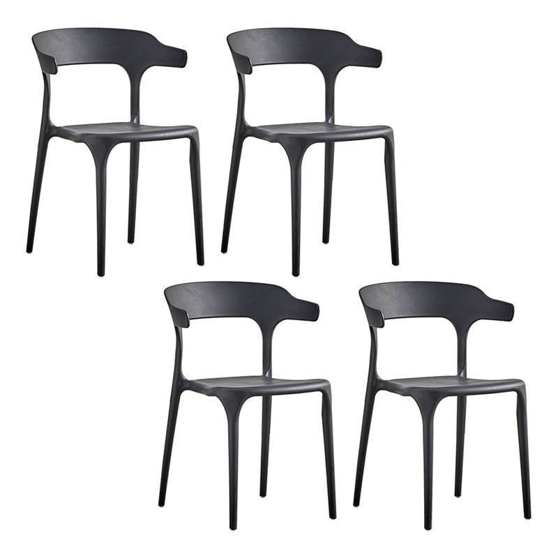 Home Modern Side Chair Stackable Open Back Plastic Dining Room Chair Set Black 4 Piece Set Clearhalo ' kitchen&dining_furn' 'Dining Chairs' 'Dining Tables & Seating' 'dining_chair' 'furn' 'furn_dining_chair' 'Furniture' 'furniture_dining_chair' 'Kitchen & Dining Furniture' 'kitchen' 3724473