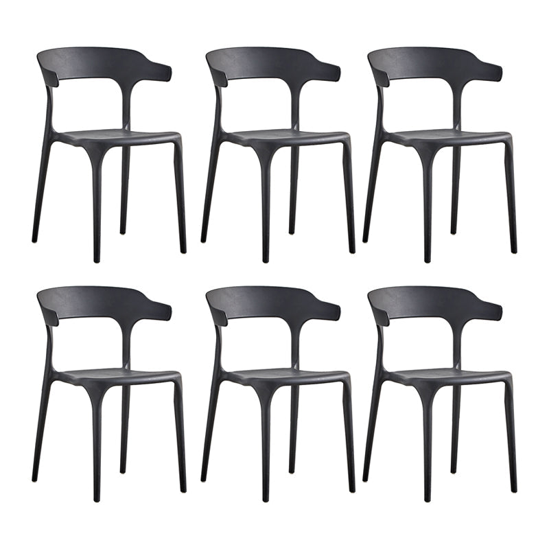 Home Modern Side Chair Stackable Open Back Plastic Dining Room Chair Set Black 6 Piece Set Clearhalo ' kitchen&dining_furn' 'Dining Chairs' 'Dining Tables & Seating' 'dining_chair' 'furn' 'furn_dining_chair' 'Furniture' 'furniture_dining_chair' 'Kitchen & Dining Furniture' 'kitchen' 3724474