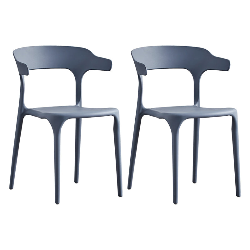 Home Modern Side Chair Stackable Open Back Plastic Dining Room Chair Set Grey 2 Piece Set Clearhalo ' kitchen&dining_furn' 'Dining Chairs' 'Dining Tables & Seating' 'dining_chair' 'furn' 'furn_dining_chair' 'Furniture' 'furniture_dining_chair' 'Kitchen & Dining Furniture' 'kitchen' 3724475