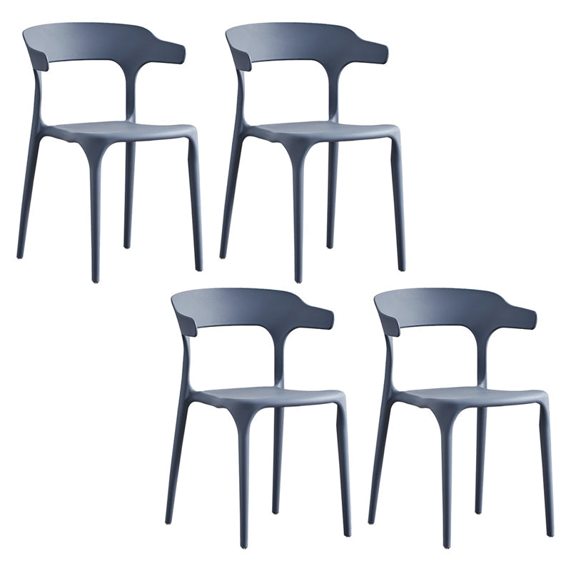 Home Modern Side Chair Stackable Open Back Plastic Dining Room Chair Set Grey 4 Piece Set Clearhalo ' kitchen&dining_furn' 'Dining Chairs' 'Dining Tables & Seating' 'dining_chair' 'furn' 'furn_dining_chair' 'Furniture' 'furniture_dining_chair' 'Kitchen & Dining Furniture' 'kitchen' 3724476