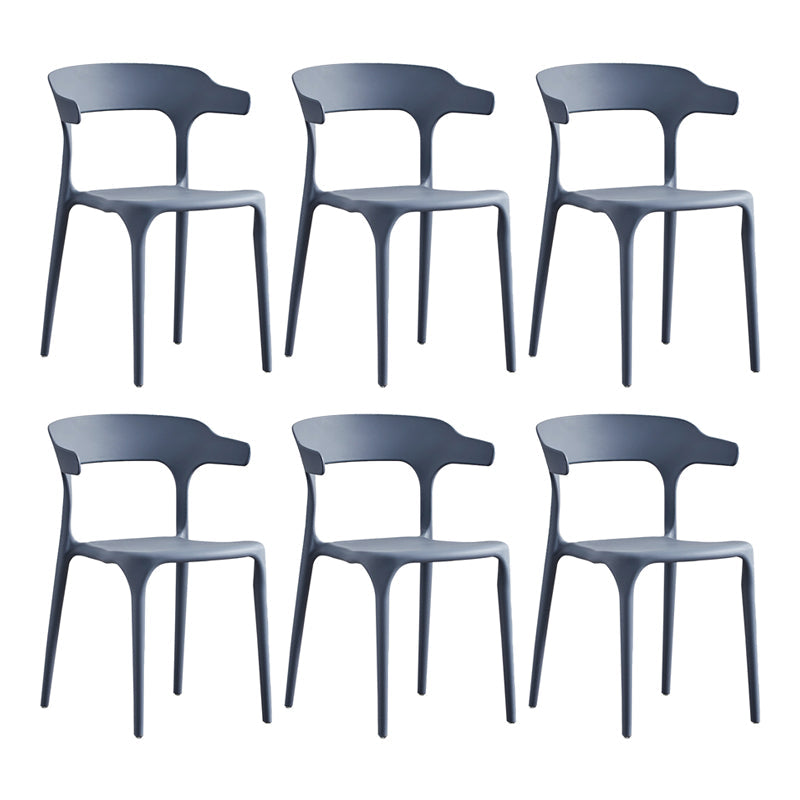 Home Modern Side Chair Stackable Open Back Plastic Dining Room Chair Set Grey 6 Piece Set Clearhalo ' kitchen&dining_furn' 'Dining Chairs' 'Dining Tables & Seating' 'dining_chair' 'furn' 'furn_dining_chair' 'Furniture' 'furniture_dining_chair' 'Kitchen & Dining Furniture' 'kitchen' 3724477