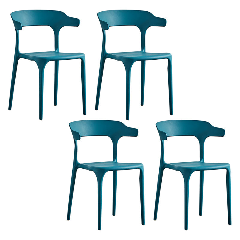 Home Modern Side Chair Stackable Open Back Plastic Dining Room Chair Set Blue 4 Piece Set Clearhalo ' kitchen&dining_furn' 'Dining Chairs' 'Dining Tables & Seating' 'dining_chair' 'furn' 'furn_dining_chair' 'Furniture' 'furniture_dining_chair' 'Kitchen & Dining Furniture' 'kitchen' 3724479