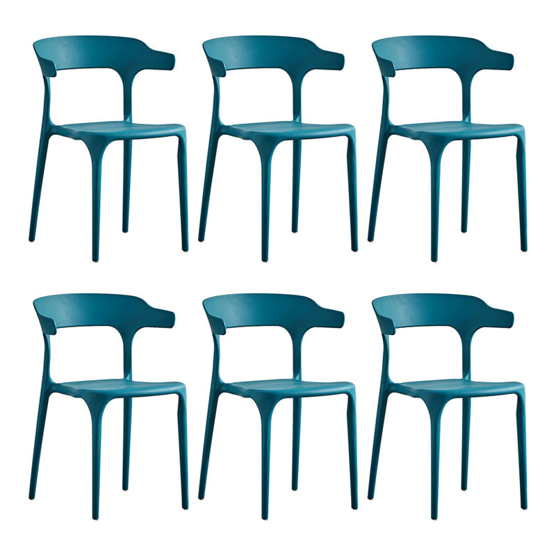 Home Modern Side Chair Stackable Open Back Plastic Dining Room Chair Set Blue 6 Piece Set Clearhalo ' kitchen&dining_furn' 'Dining Chairs' 'Dining Tables & Seating' 'dining_chair' 'furn' 'furn_dining_chair' 'Furniture' 'furniture_dining_chair' 'Kitchen & Dining Furniture' 'kitchen' 3724480