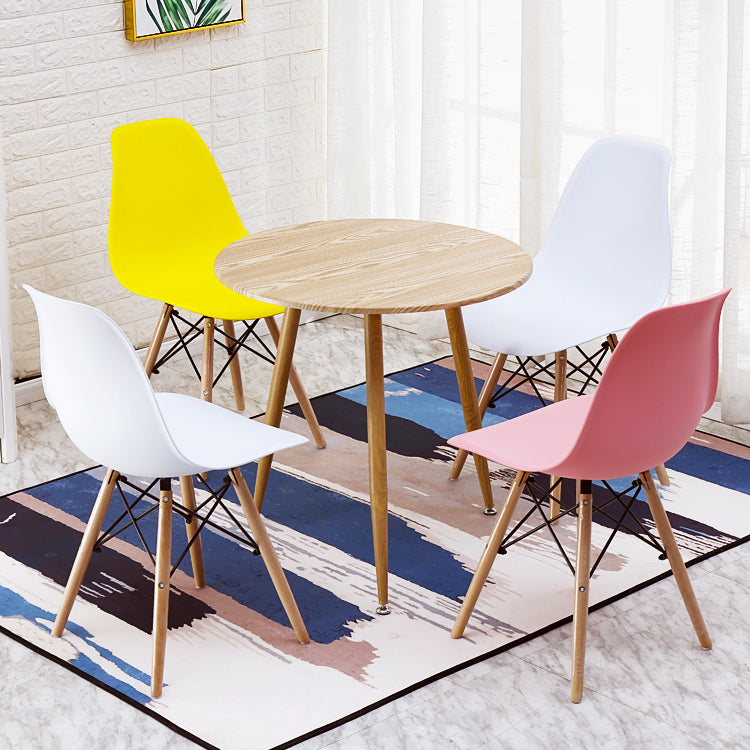 Modern Style Dining Room Chairs Plastic Armless Chair with Wooden Legs Clearhalo ' kitchen&dining_furn' 'Dining Chairs' 'Dining Tables & Seating' 'dining_chair' 'Furniture' 'furniture_dining_chair' 'Kitchen & Dining Furniture' 'kitchen' 3724486