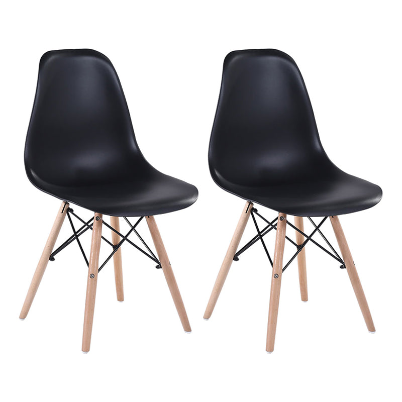 Modern Style Dining Room Chairs Plastic Armless Chair with Wooden Legs Black Set of 2 Clearhalo ' kitchen&dining_furn' 'Dining Chairs' 'Dining Tables & Seating' 'dining_chair' 'Furniture' 'furniture_dining_chair' 'Kitchen & Dining Furniture' 'kitchen' 3724488