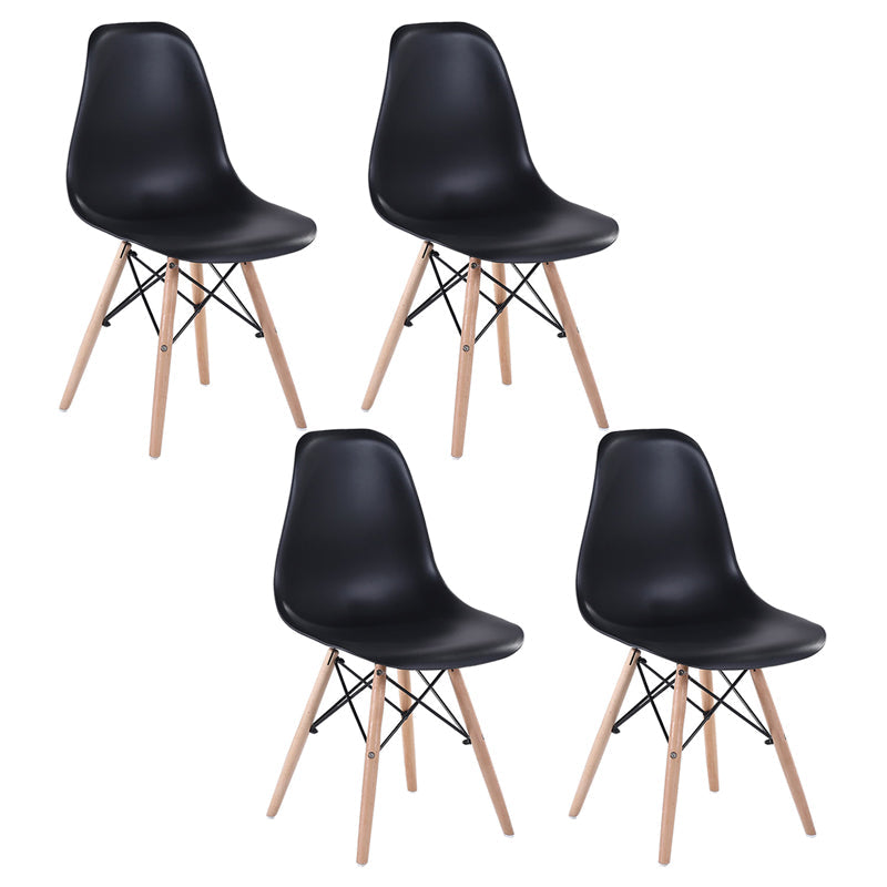 Modern Style Dining Room Chairs Plastic Armless Chair with Wooden Legs Black Set of 4 Clearhalo ' kitchen&dining_furn' 'Dining Chairs' 'Dining Tables & Seating' 'dining_chair' 'Furniture' 'furniture_dining_chair' 'Kitchen & Dining Furniture' 'kitchen' 3724489