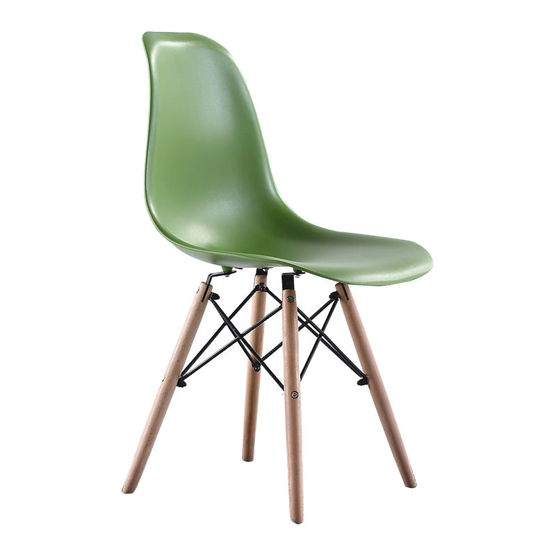Modern Style Dining Room Chairs Plastic Armless Chair with Wooden Legs Army Green 1 Piece Clearhalo ' kitchen&dining_furn' 'Dining Chairs' 'Dining Tables & Seating' 'dining_chair' 'Furniture' 'furniture_dining_chair' 'Kitchen & Dining Furniture' 'kitchen' 3724500