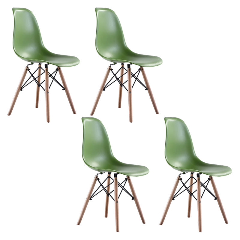 Modern Style Dining Room Chairs Plastic Armless Chair with Wooden Legs Army Green Set of 4 Clearhalo ' kitchen&dining_furn' 'Dining Chairs' 'Dining Tables & Seating' 'dining_chair' 'Furniture' 'furniture_dining_chair' 'Kitchen & Dining Furniture' 'kitchen' 3724502