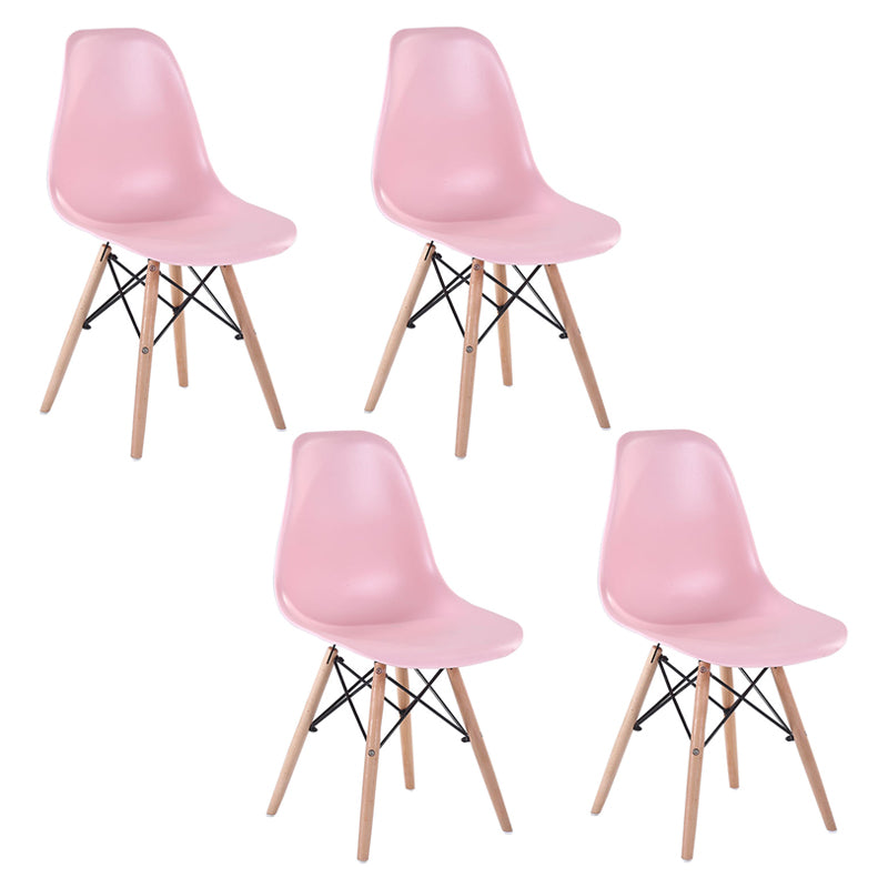Modern Style Dining Room Chairs Plastic Armless Chair with Wooden Legs Rose Bloom Set of 4 Clearhalo ' kitchen&dining_furn' 'Dining Chairs' 'Dining Tables & Seating' 'dining_chair' 'Furniture' 'furniture_dining_chair' 'Kitchen & Dining Furniture' 'kitchen' 3724504