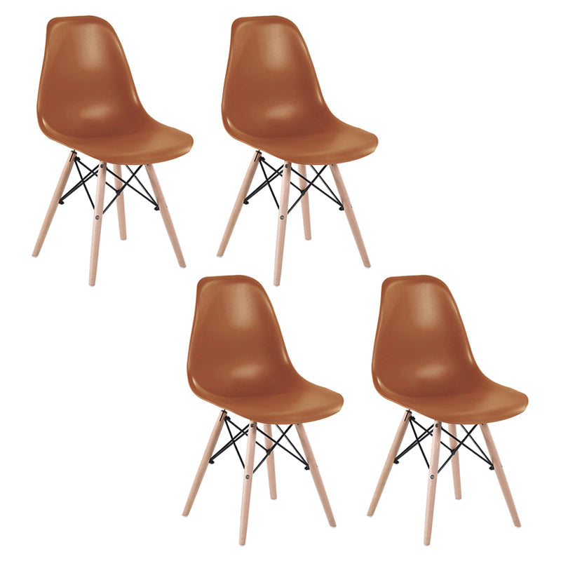 Modern Style Dining Room Chairs Plastic Armless Chair with Wooden Legs Coffee Set of 4 Clearhalo ' kitchen&dining_furn' 'Dining Chairs' 'Dining Tables & Seating' 'dining_chair' 'Furniture' 'furniture_dining_chair' 'Kitchen & Dining Furniture' 'kitchen' 3724507