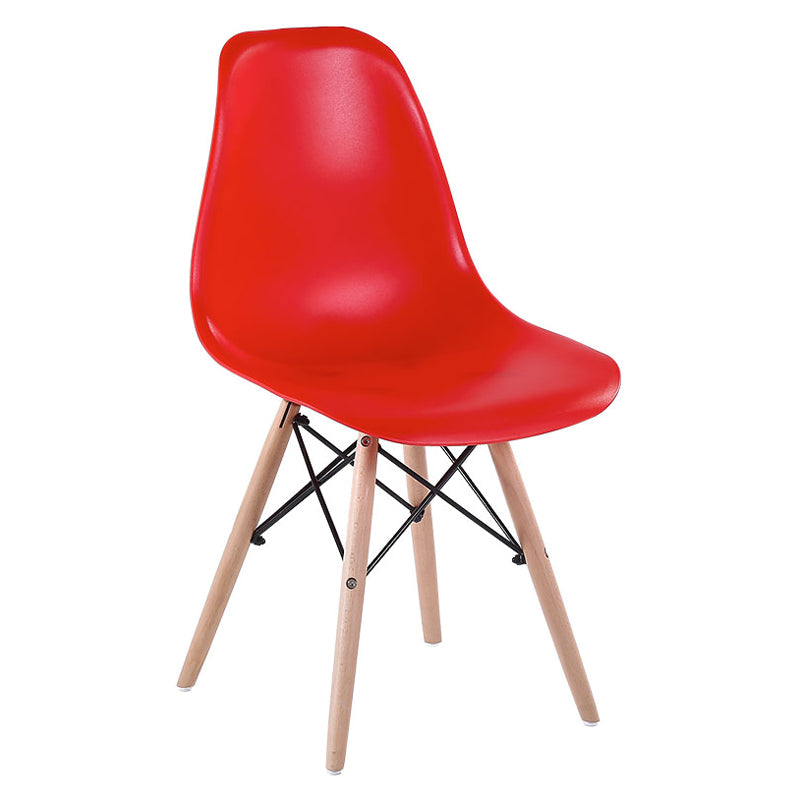 Modern Style Dining Room Chairs Plastic Armless Chair with Wooden Legs Red 1 Piece Clearhalo ' kitchen&dining_furn' 'Dining Chairs' 'Dining Tables & Seating' 'dining_chair' 'Furniture' 'furniture_dining_chair' 'Kitchen & Dining Furniture' 'kitchen' 3724508