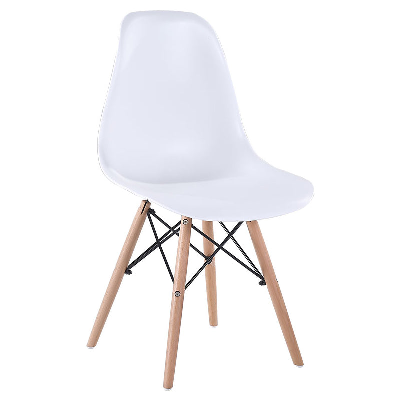 Modern Style Dining Room Chairs Plastic Armless Chair with Wooden Legs White 1 Piece Clearhalo ' kitchen&dining_furn' 'Dining Chairs' 'Dining Tables & Seating' 'dining_chair' 'Furniture' 'furniture_dining_chair' 'Kitchen & Dining Furniture' 'kitchen' 3724511