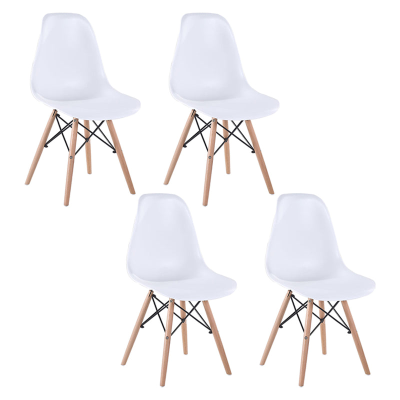 Modern Style Dining Room Chairs Plastic Armless Chair with Wooden Legs White Set of 4 Clearhalo ' kitchen&dining_furn' 'Dining Chairs' 'Dining Tables & Seating' 'dining_chair' 'Furniture' 'furniture_dining_chair' 'Kitchen & Dining Furniture' 'kitchen' 3724513