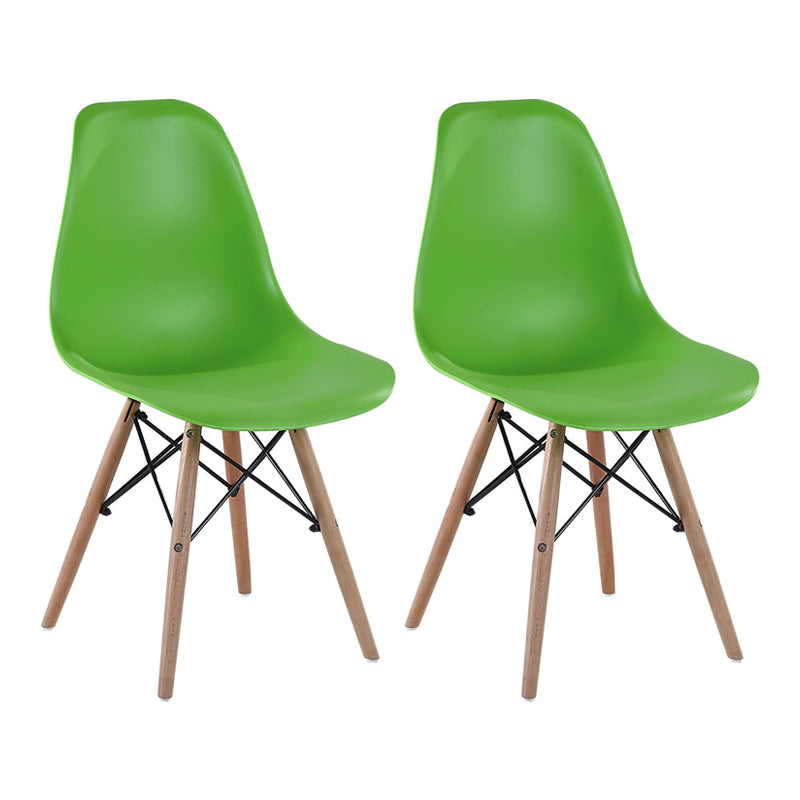 Modern Style Dining Room Chairs Plastic Armless Chair with Wooden Legs Green Set of 2 Clearhalo ' kitchen&dining_furn' 'Dining Chairs' 'Dining Tables & Seating' 'dining_chair' 'Furniture' 'furniture_dining_chair' 'Kitchen & Dining Furniture' 'kitchen' 3724515