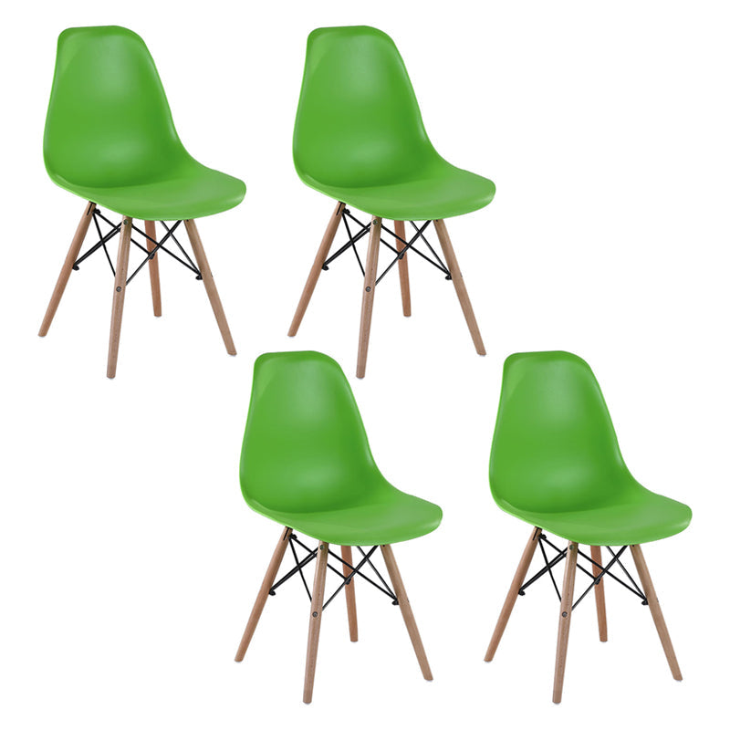 Modern Style Dining Room Chairs Plastic Armless Chair with Wooden Legs Green Set of 4 Clearhalo ' kitchen&dining_furn' 'Dining Chairs' 'Dining Tables & Seating' 'dining_chair' 'Furniture' 'furniture_dining_chair' 'Kitchen & Dining Furniture' 'kitchen' 3724516