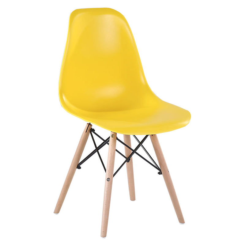 Modern Style Dining Room Chairs Plastic Armless Chair with Wooden Legs Yellow 1 Piece Clearhalo ' kitchen&dining_furn' 'Dining Chairs' 'Dining Tables & Seating' 'dining_chair' 'Furniture' 'furniture_dining_chair' 'Kitchen & Dining Furniture' 'kitchen' 3724517