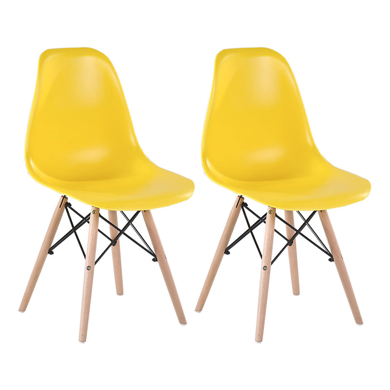 Modern Style Dining Room Chairs Plastic Armless Chair with Wooden Legs Yellow Set of 2 Clearhalo ' kitchen&dining_furn' 'Dining Chairs' 'Dining Tables & Seating' 'dining_chair' 'Furniture' 'furniture_dining_chair' 'Kitchen & Dining Furniture' 'kitchen' 3724518