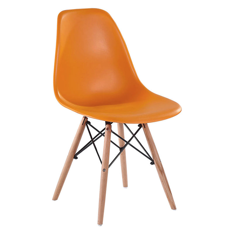 Modern Style Dining Room Chairs Plastic Armless Chair with Wooden Legs Orange 1 Piece Clearhalo ' kitchen&dining_furn' 'Dining Chairs' 'Dining Tables & Seating' 'dining_chair' 'Furniture' 'furniture_dining_chair' 'Kitchen & Dining Furniture' 'kitchen' 3724520