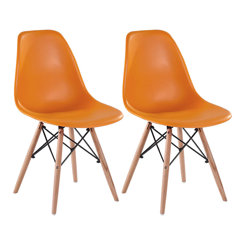 Modern Style Dining Room Chairs Plastic Armless Chair with Wooden Legs Orange Set of 2 Clearhalo ' kitchen&dining_furn' 'Dining Chairs' 'Dining Tables & Seating' 'dining_chair' 'Furniture' 'furniture_dining_chair' 'Kitchen & Dining Furniture' 'kitchen' 3724521