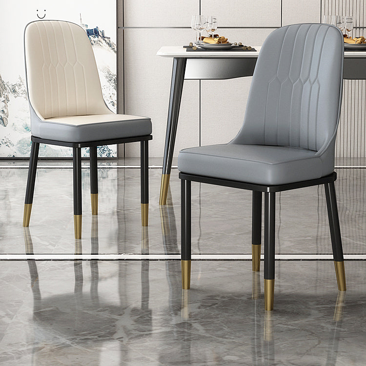 Scandinavian Style Metal Dining Chairs Dining Room Armless Cushioned Parsons Chair Clearhalo ' kitchen&dining_furn' 'Dining Chairs' 'Dining Tables & Seating' 'dining_chair' 'furn' 'furn_dining_chair' 'Furniture' 'furniture_dining_chair' 'Kitchen & Dining Furniture' 'kitchen' 3724523