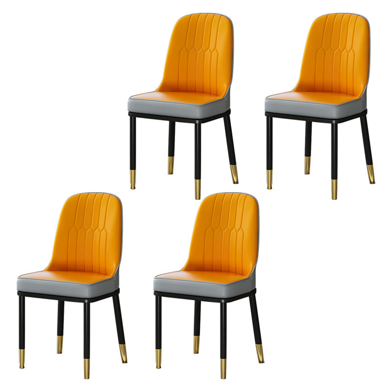 Scandinavian Style Metal Dining Chairs Dining Room Armless Cushioned Parsons Chair Orange-Gray 4 Piece Set Clearhalo ' kitchen&dining_furn' 'Dining Chairs' 'Dining Tables & Seating' 'dining_chair' 'furn' 'furn_dining_chair' 'Furniture' 'furniture_dining_chair' 'Kitchen & Dining Furniture' 'kitchen' 3724534