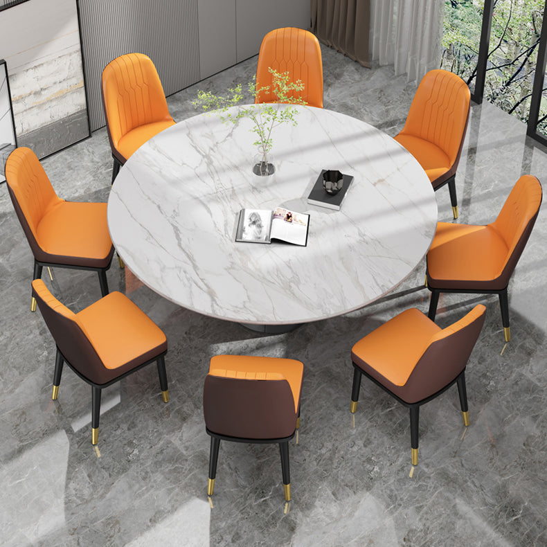 Scandinavian Style Metal Dining Chairs Dining Room Armless Cushioned Parsons Chair Clearhalo ' kitchen&dining_furn' 'Dining Chairs' 'Dining Tables & Seating' 'dining_chair' 'furn' 'furn_dining_chair' 'Furniture' 'furniture_dining_chair' 'Kitchen & Dining Furniture' 'kitchen' 3724544