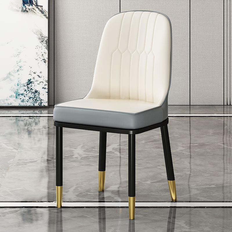 Scandinavian Style Metal Dining Chairs Dining Room Armless Cushioned Parsons Chair Cream Gray 1 Piece Clearhalo ' kitchen&dining_furn' 'Dining Chairs' 'Dining Tables & Seating' 'dining_chair' 'furn' 'furn_dining_chair' 'Furniture' 'furniture_dining_chair' 'Kitchen & Dining Furniture' 'kitchen' 3724548