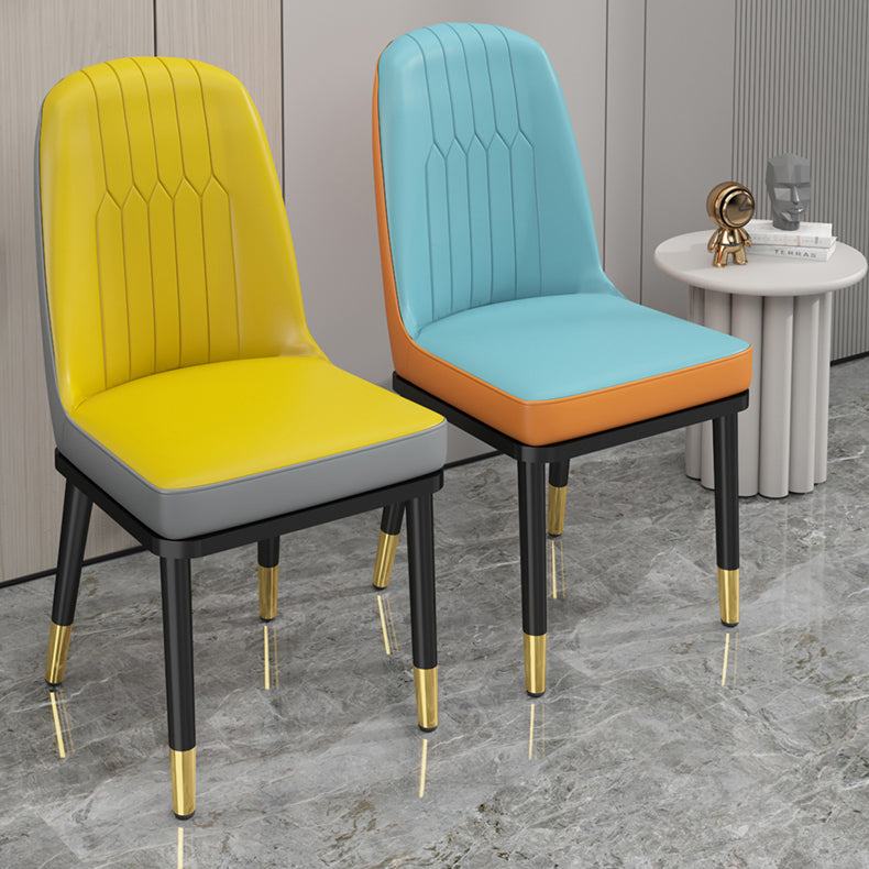 Scandinavian Style Metal Dining Chairs Dining Room Armless Cushioned Parsons Chair Clearhalo ' kitchen&dining_furn' 'Dining Chairs' 'Dining Tables & Seating' 'dining_chair' 'furn' 'furn_dining_chair' 'Furniture' 'furniture_dining_chair' 'Kitchen & Dining Furniture' 'kitchen' 3724549