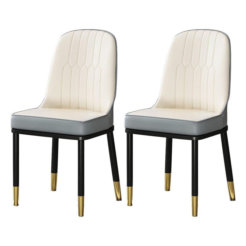 Scandinavian Style Metal Dining Chairs Dining Room Armless Cushioned Parsons Chair Cream Gray 2 Piece Set Clearhalo ' kitchen&dining_furn' 'Dining Chairs' 'Dining Tables & Seating' 'dining_chair' 'furn' 'furn_dining_chair' 'Furniture' 'furniture_dining_chair' 'Kitchen & Dining Furniture' 'kitchen' 3724550