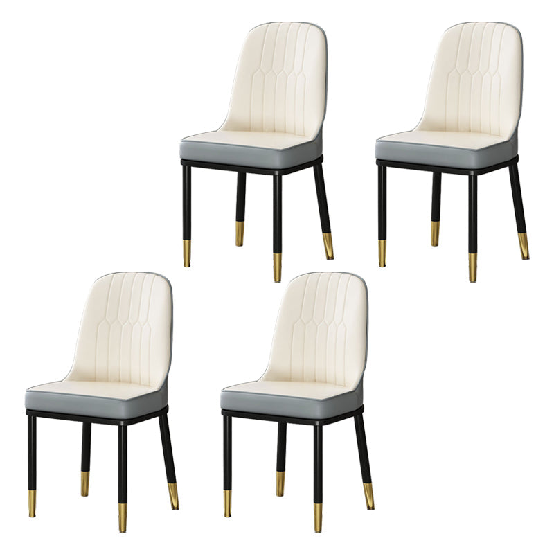 Scandinavian Style Metal Dining Chairs Dining Room Armless Cushioned Parsons Chair Cream Gray 4 Piece Set Clearhalo ' kitchen&dining_furn' 'Dining Chairs' 'Dining Tables & Seating' 'dining_chair' 'furn' 'furn_dining_chair' 'Furniture' 'furniture_dining_chair' 'Kitchen & Dining Furniture' 'kitchen' 3724552