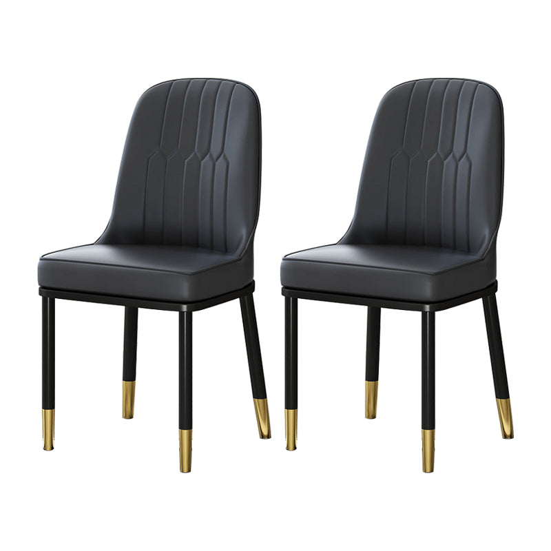 Scandinavian Style Metal Dining Chairs Dining Room Armless Cushioned Parsons Chair Black 2 Piece Set Clearhalo ' kitchen&dining_furn' 'Dining Chairs' 'Dining Tables & Seating' 'dining_chair' 'furn' 'furn_dining_chair' 'Furniture' 'furniture_dining_chair' 'Kitchen & Dining Furniture' 'kitchen' 3724554