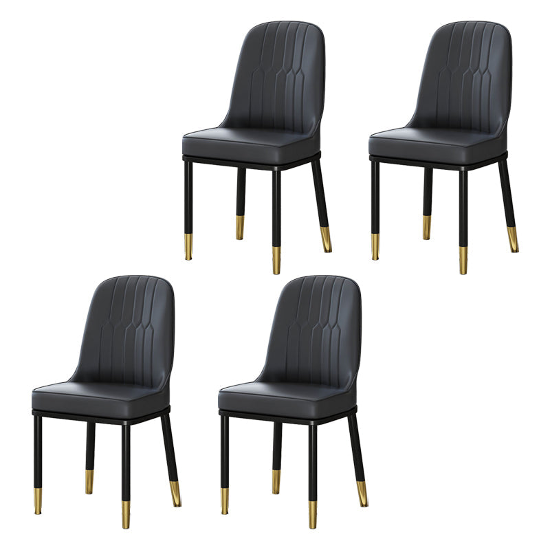 Scandinavian Style Metal Dining Chairs Dining Room Armless Cushioned Parsons Chair Black 4 Piece Set Clearhalo ' kitchen&dining_furn' 'Dining Chairs' 'Dining Tables & Seating' 'dining_chair' 'furn' 'furn_dining_chair' 'Furniture' 'furniture_dining_chair' 'Kitchen & Dining Furniture' 'kitchen' 3724555
