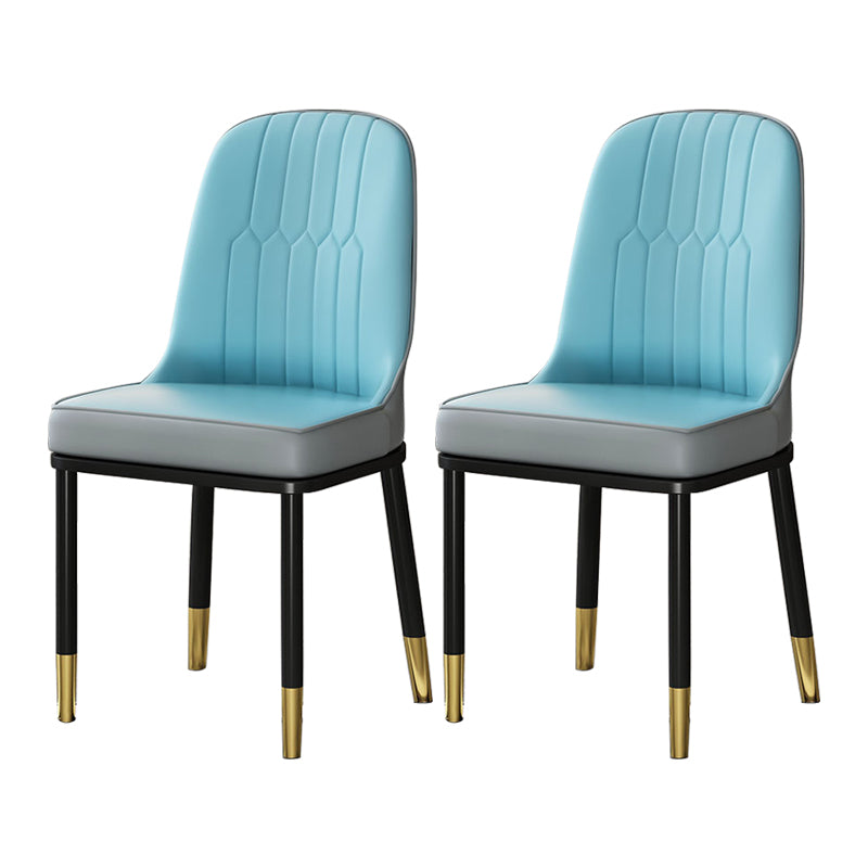 Scandinavian Style Metal Dining Chairs Dining Room Armless Cushioned Parsons Chair Gray-Blue 2 Piece Set Clearhalo ' kitchen&dining_furn' 'Dining Chairs' 'Dining Tables & Seating' 'dining_chair' 'furn' 'furn_dining_chair' 'Furniture' 'furniture_dining_chair' 'Kitchen & Dining Furniture' 'kitchen' 3724557