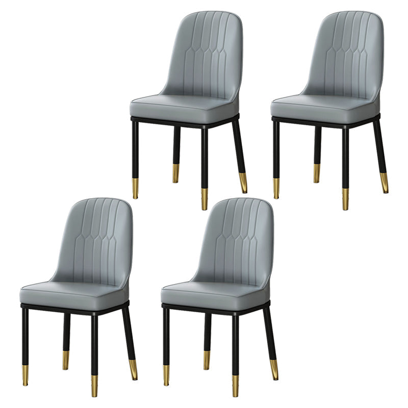 Scandinavian Style Metal Dining Chairs Dining Room Armless Cushioned Parsons Chair Grey 4 Piece Set Clearhalo ' kitchen&dining_furn' 'Dining Chairs' 'Dining Tables & Seating' 'dining_chair' 'furn' 'furn_dining_chair' 'Furniture' 'furniture_dining_chair' 'Kitchen & Dining Furniture' 'kitchen' 3724561