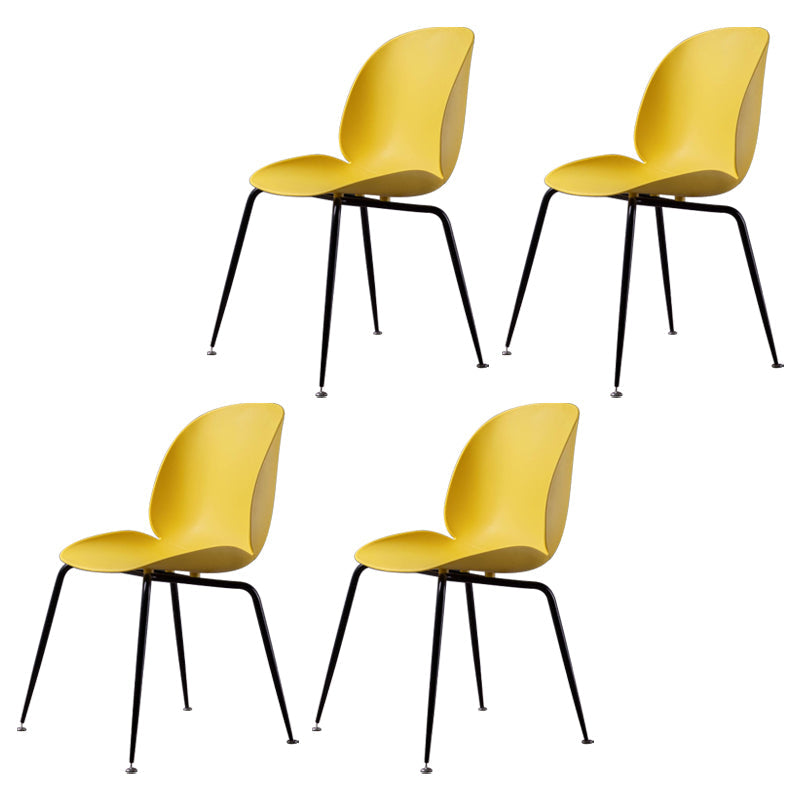 Home Scandinavian Side Chair Wingback Plastic Dining Room Chair with Black Legs Yellow 4 Piece Set Clearhalo ' kitchen&dining_furn' 'Dining Chairs' 'Dining Tables & Seating' 'dining_chair' 'furn' 'furn_dining_chair' 'Furniture' 'furniture_dining_chair' 'Kitchen & Dining Furniture' 'kitchen' 3724563