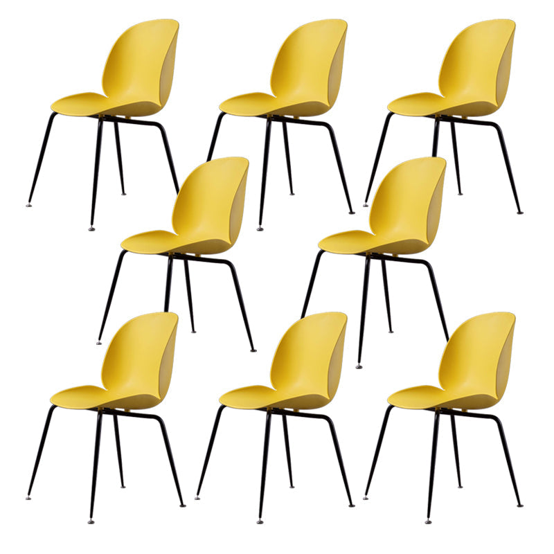 Home Scandinavian Side Chair Wingback Plastic Dining Room Chair with Black Legs Yellow 8 Piece Set Clearhalo ' kitchen&dining_furn' 'Dining Chairs' 'Dining Tables & Seating' 'dining_chair' 'furn' 'furn_dining_chair' 'Furniture' 'furniture_dining_chair' 'Kitchen & Dining Furniture' 'kitchen' 3724565
