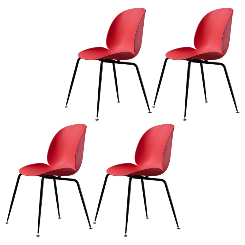 Home Scandinavian Side Chair Wingback Plastic Dining Room Chair with Black Legs Red 4 Piece Set Clearhalo ' kitchen&dining_furn' 'Dining Chairs' 'Dining Tables & Seating' 'dining_chair' 'furn' 'furn_dining_chair' 'Furniture' 'furniture_dining_chair' 'Kitchen & Dining Furniture' 'kitchen' 3724566