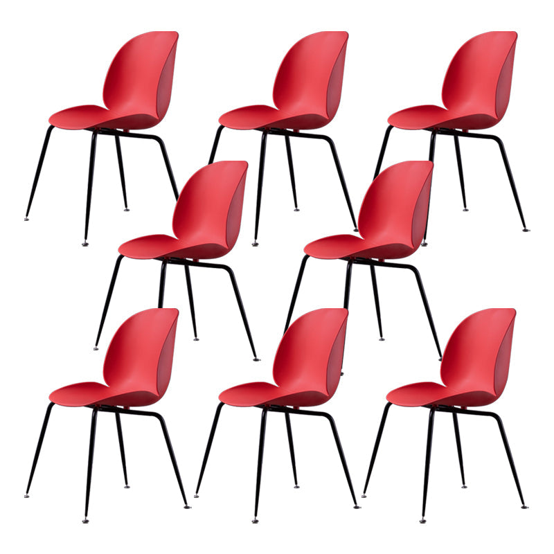 Home Scandinavian Side Chair Wingback Plastic Dining Room Chair with Black Legs Red 8 Piece Set Clearhalo ' kitchen&dining_furn' 'Dining Chairs' 'Dining Tables & Seating' 'dining_chair' 'furn' 'furn_dining_chair' 'Furniture' 'furniture_dining_chair' 'Kitchen & Dining Furniture' 'kitchen' 3724568