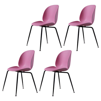 Home Scandinavian Side Chair Wingback Plastic Dining Room Chair with Black Legs Pink 4 Piece Set Clearhalo ' kitchen&dining_furn' 'Dining Chairs' 'Dining Tables & Seating' 'dining_chair' 'furn' 'furn_dining_chair' 'Furniture' 'furniture_dining_chair' 'Kitchen & Dining Furniture' 'kitchen' 3724570