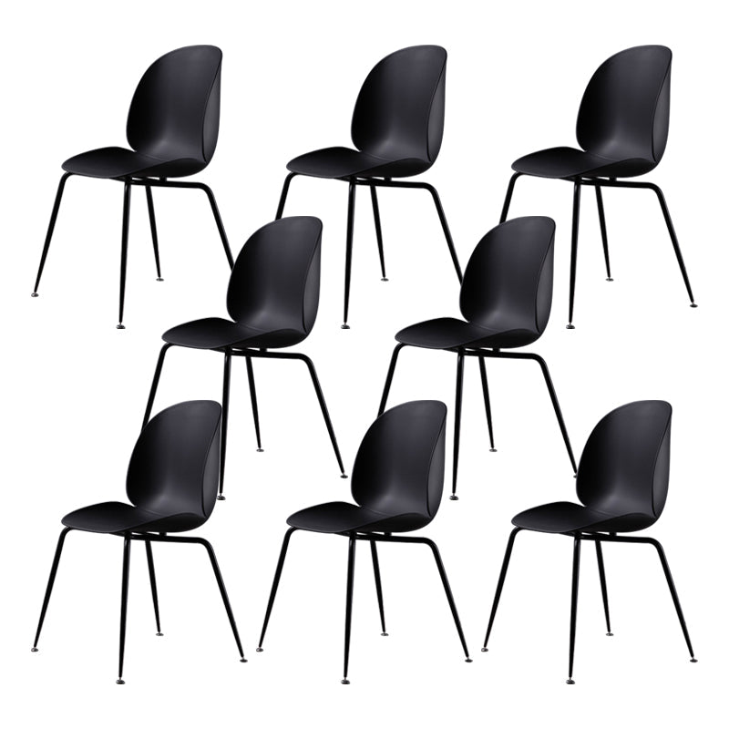 Home Scandinavian Side Chair Wingback Plastic Dining Room Chair with Black Legs Black 8 Piece Set Clearhalo ' kitchen&dining_furn' 'Dining Chairs' 'Dining Tables & Seating' 'dining_chair' 'furn' 'furn_dining_chair' 'Furniture' 'furniture_dining_chair' 'Kitchen & Dining Furniture' 'kitchen' 3724577