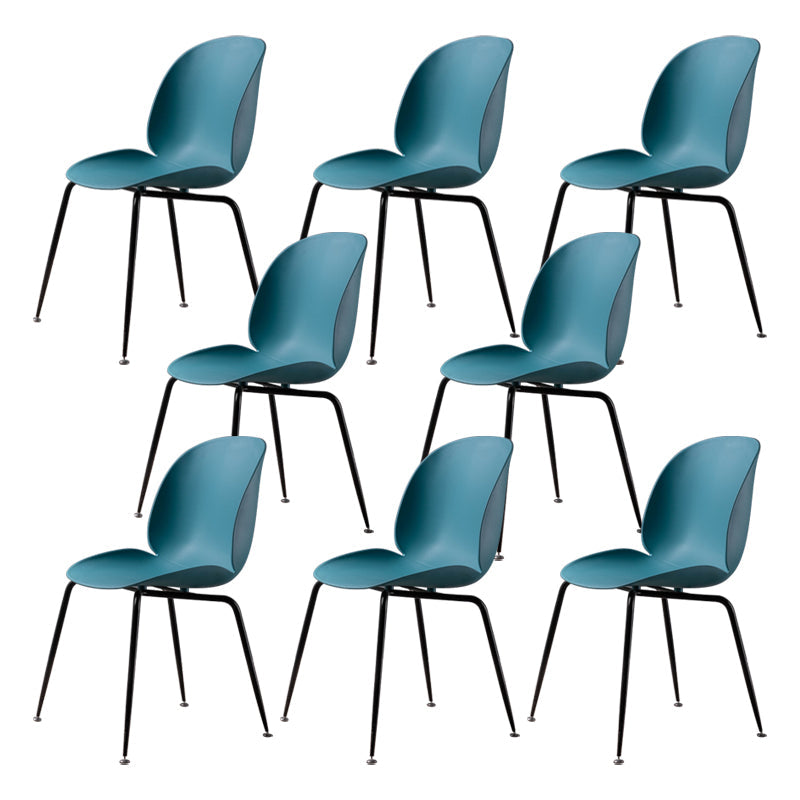 Home Scandinavian Side Chair Wingback Plastic Dining Room Chair with Black Legs Blue 8 Piece Set Clearhalo ' kitchen&dining_furn' 'Dining Chairs' 'Dining Tables & Seating' 'dining_chair' 'furn' 'furn_dining_chair' 'Furniture' 'furniture_dining_chair' 'Kitchen & Dining Furniture' 'kitchen' 3724587