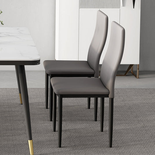 Scandinavian Home Side Chair Solid Back Upholstered Metal Dining Room Chair Clearhalo ' kitchen&dining_furn' 'Dining Chairs' 'Dining Tables & Seating' 'dining_chair' 'Furniture' 'furniture_dining_chair' 'Kitchen & Dining Furniture' 'kitchen' 3724588