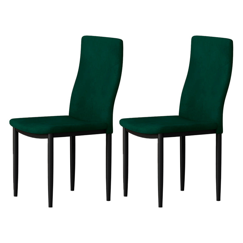 Scandinavian Home Side Chair Solid Back Upholstered Metal Dining Room Chair Blackish Green Set of 2 Clearhalo ' kitchen&dining_furn' 'Dining Chairs' 'Dining Tables & Seating' 'dining_chair' 'Furniture' 'furniture_dining_chair' 'Kitchen & Dining Furniture' 'kitchen' 3724589