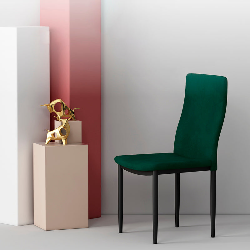 Scandinavian Home Side Chair Solid Back Upholstered Metal Dining Room Chair Blackish Green 1 Piece Clearhalo ' kitchen&dining_furn' 'Dining Chairs' 'Dining Tables & Seating' 'dining_chair' 'Furniture' 'furniture_dining_chair' 'Kitchen & Dining Furniture' 'kitchen' 3724591