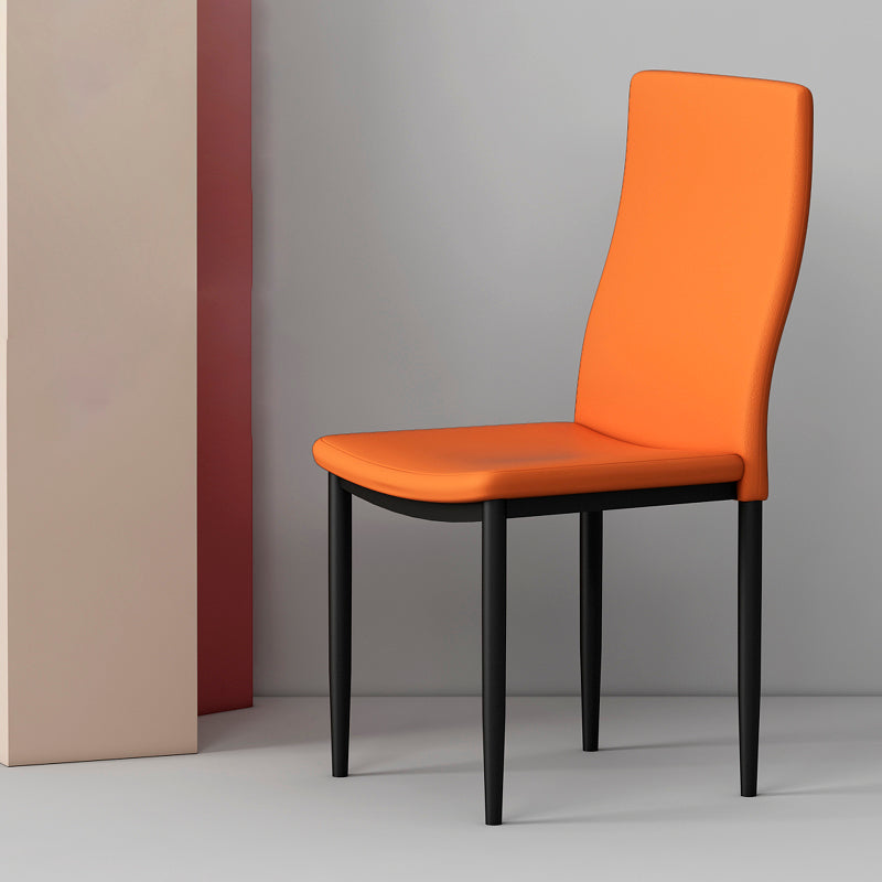 Scandinavian Home Side Chair Solid Back Upholstered Metal Dining Room Chair Orange 1 Piece Clearhalo ' kitchen&dining_furn' 'Dining Chairs' 'Dining Tables & Seating' 'dining_chair' 'Furniture' 'furniture_dining_chair' 'Kitchen & Dining Furniture' 'kitchen' 3724592