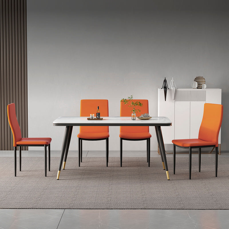 Scandinavian Home Side Chair Solid Back Upholstered Metal Dining Room Chair Clearhalo ' kitchen&dining_furn' 'Dining Chairs' 'Dining Tables & Seating' 'dining_chair' 'Furniture' 'furniture_dining_chair' 'Kitchen & Dining Furniture' 'kitchen' 3724593