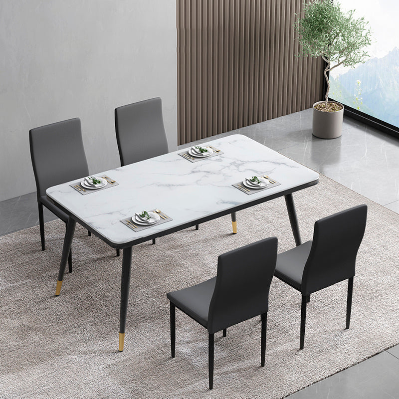 Scandinavian Home Side Chair Solid Back Upholstered Metal Dining Room Chair Clearhalo ' kitchen&dining_furn' 'Dining Chairs' 'Dining Tables & Seating' 'dining_chair' 'Furniture' 'furniture_dining_chair' 'Kitchen & Dining Furniture' 'kitchen' 3724594